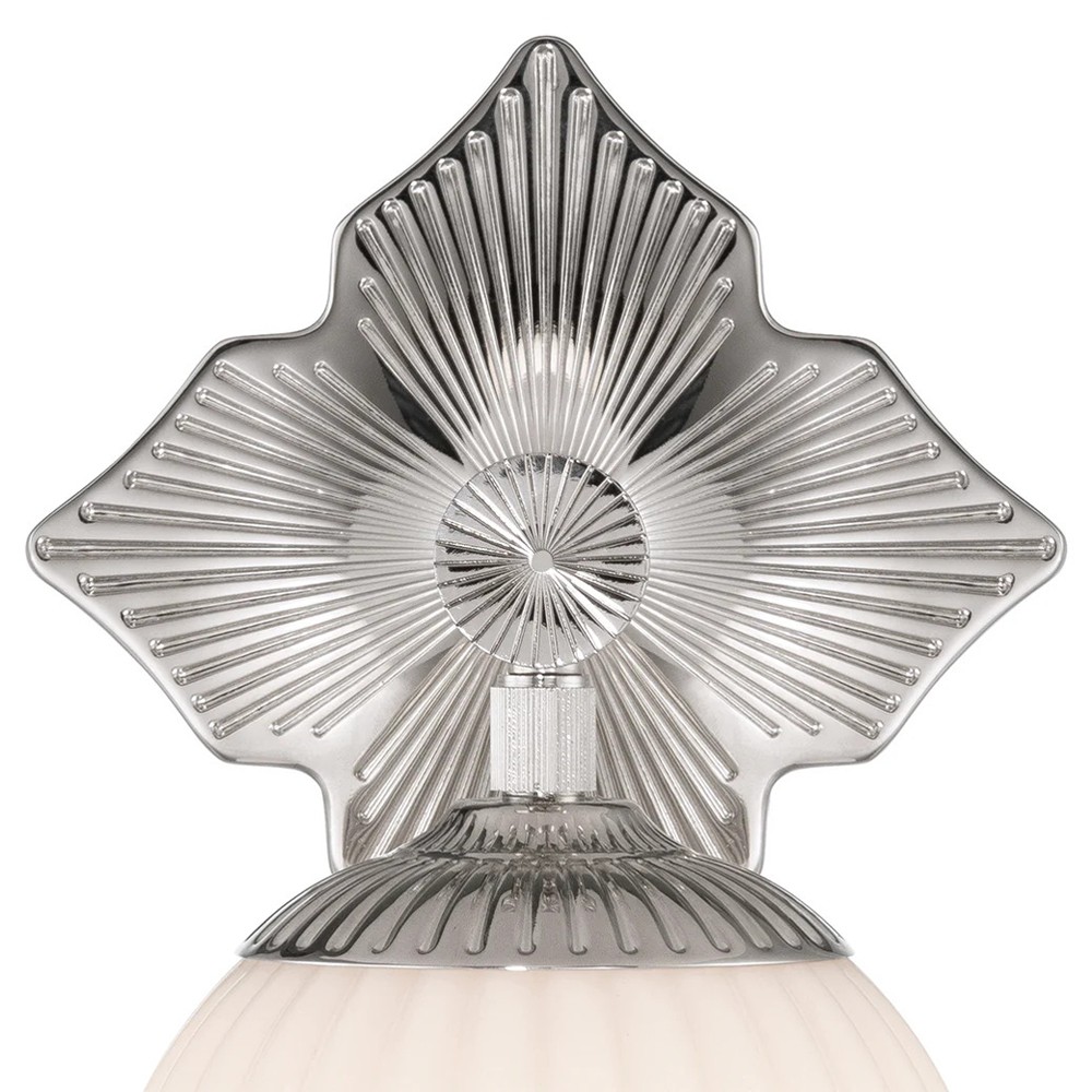 Arden Traditional Polished Nickel White Ribbed Glass 1 Light Sconce|
