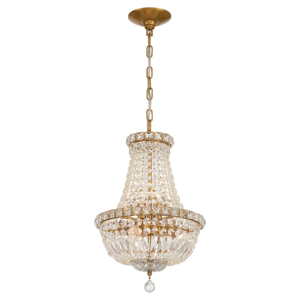 Amira Updated Traditional Aged Brass Crystal 5 Light Chandelier|