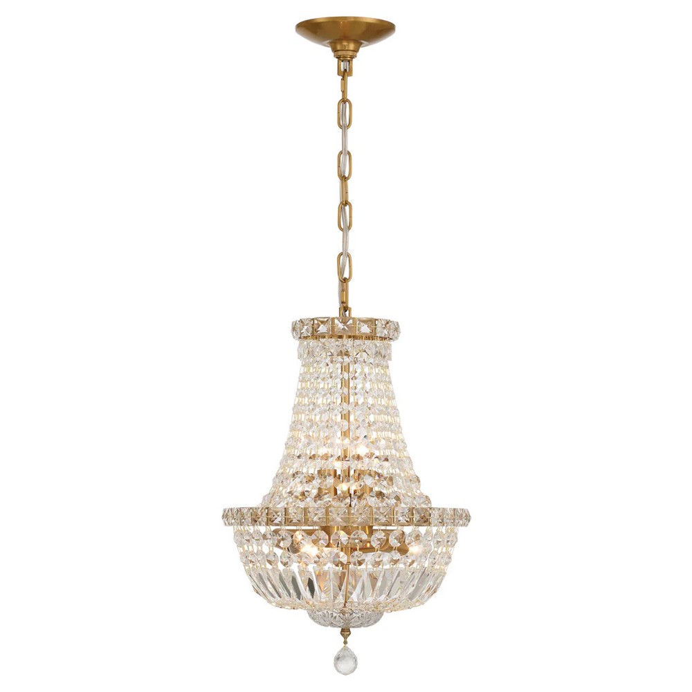 Amira Updated Traditional Aged Brass Crystal 5 Light Chandelier|