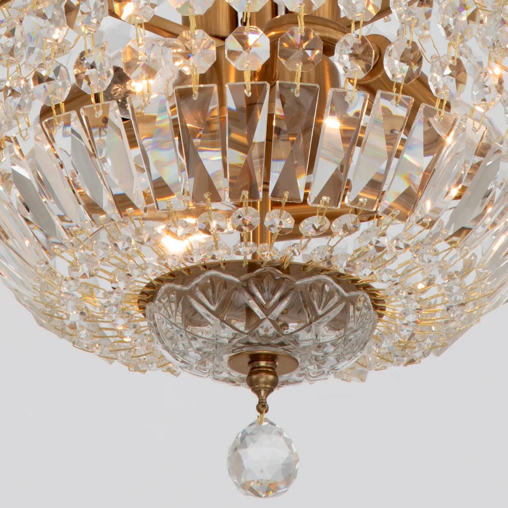 Amira Updated Traditional Aged Brass Crystal 5 Light Chandelier|