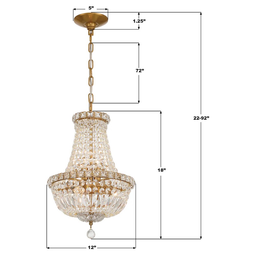 Amira Updated Traditional Aged Brass Crystal 5 Light Chandelier|