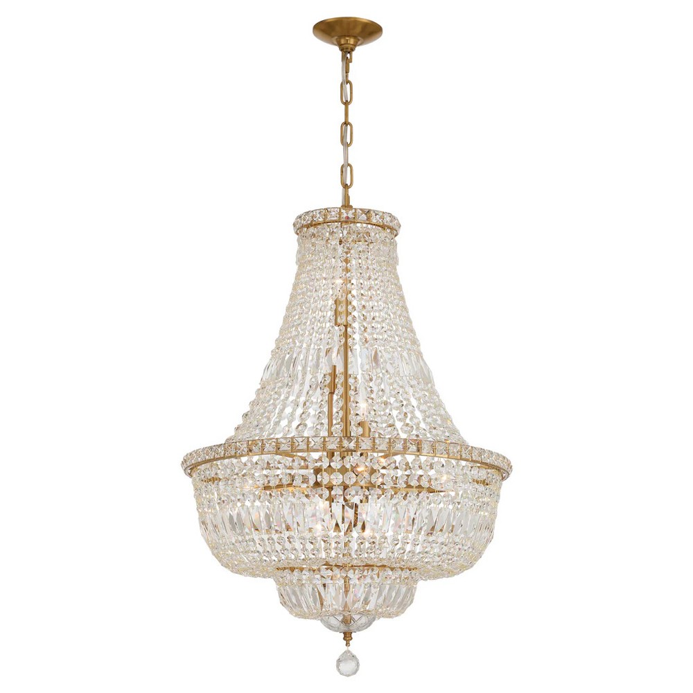 Amira Updated Traditional Aged Brass Crystal 9 Light Chandelier|
