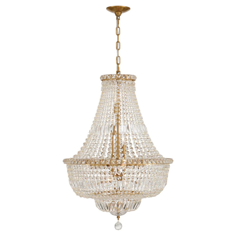 Amira Updated Traditional Aged Brass Crystal 9 Light Chandelier|