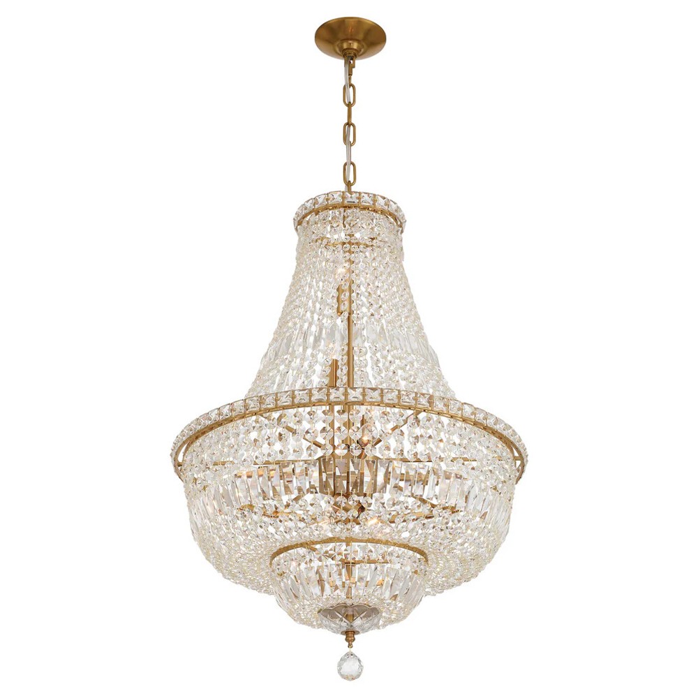 Amira Updated Traditional Aged Brass Crystal 9 Light Chandelier|