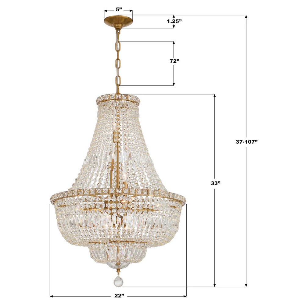 Amira Updated Traditional Aged Brass Crystal 9 Light Chandelier|