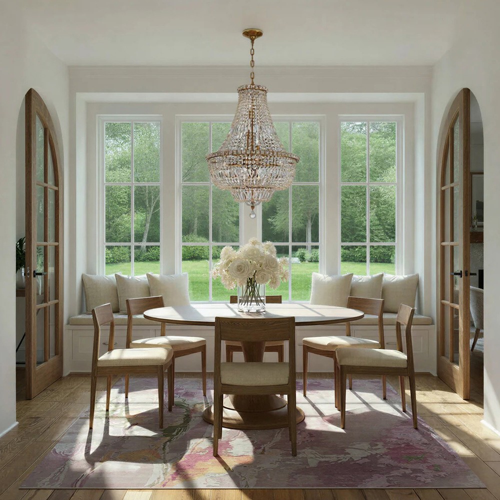 Amira Updated Traditional Aged Brass Crystal 9 Light Chandelier|