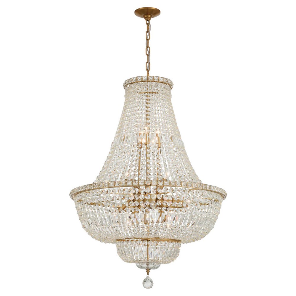 Amira Updated Traditional Aged Brass Crystal 15 Light Chandelier|