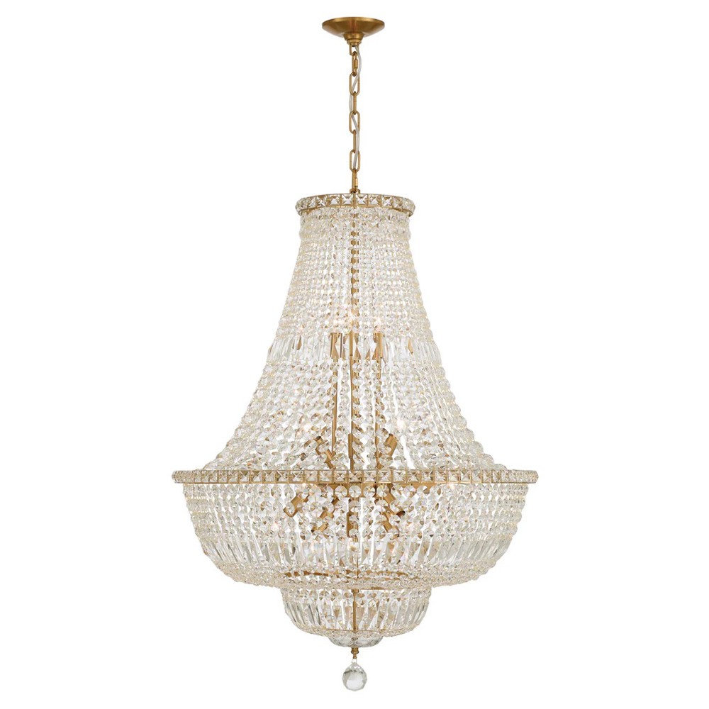 Amira Updated Traditional Aged Brass Crystal 15 Light Chandelier|