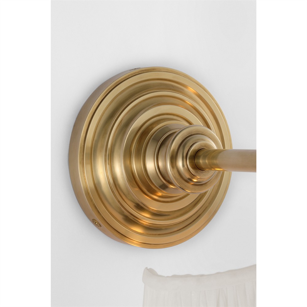 Visual Comfort Matos Traditional White Silk Pleated Antique Brass Armed Sconce|