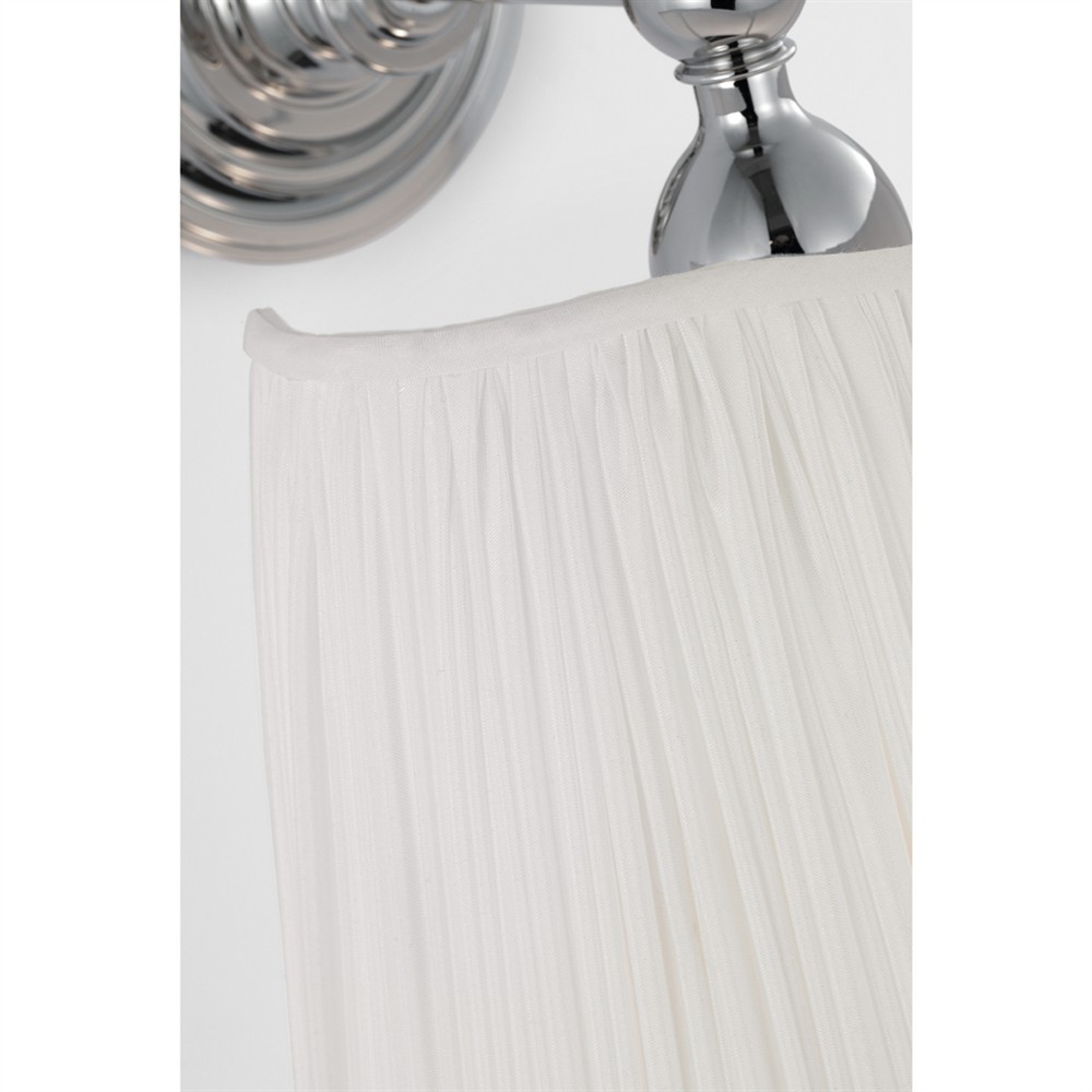 Visual Comfort Matos Traditional White Silk Pleated Polished Nickel Armed Sconce|