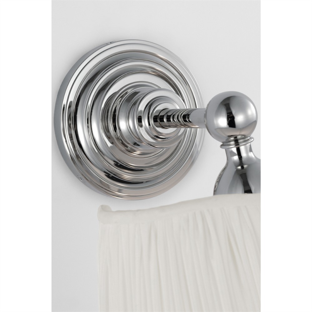 Visual Comfort Matos Traditional White Silk Pleated Polished Nickel Armed Sconce|
