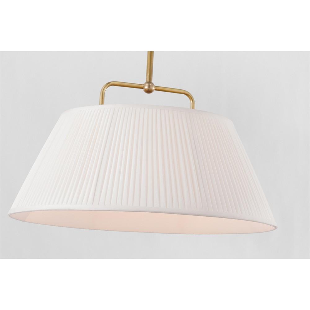 Visual Comfort Serrato White Silk Pleated Antique Brass Hanging Shade - 14"|