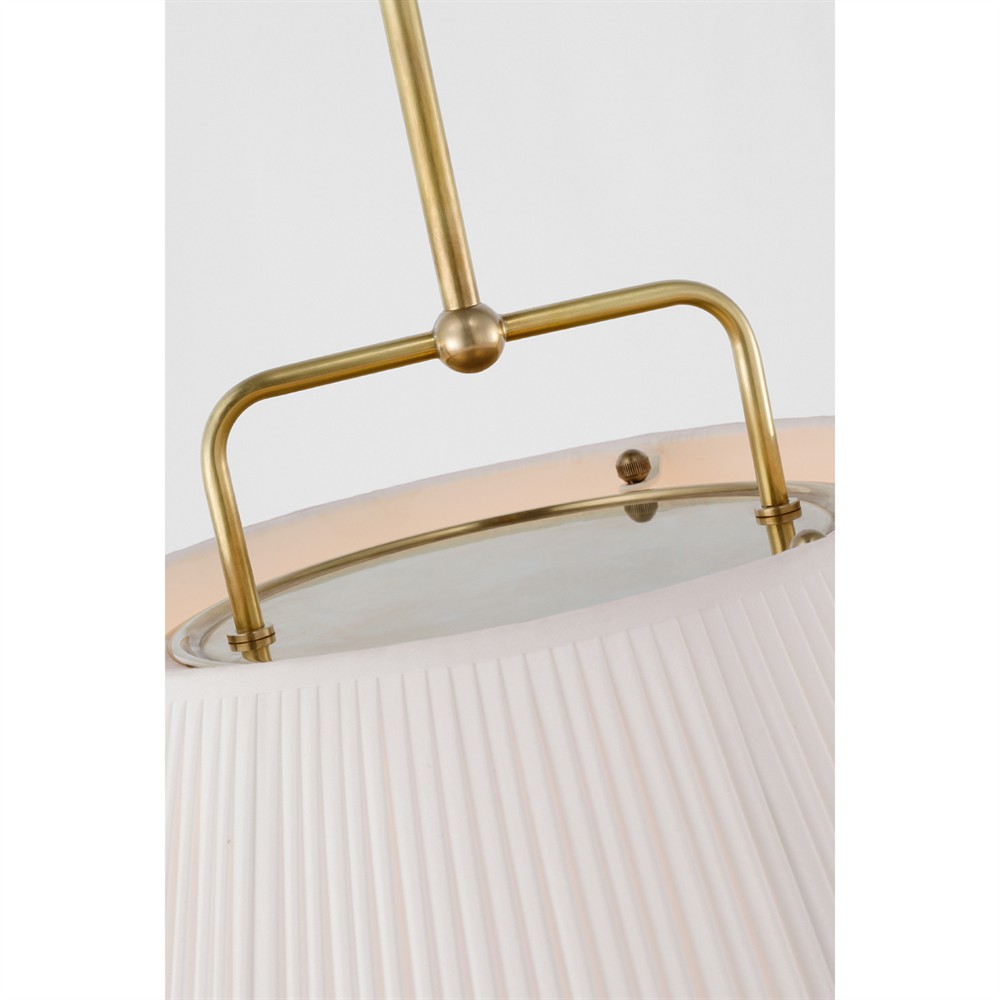 Visual Comfort Serrato White Silk Pleated Antique Brass Hanging Shade - 14"|