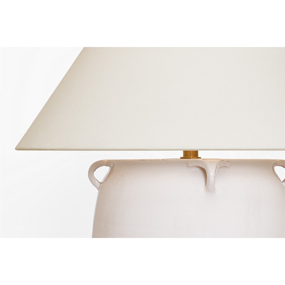 Visual Comfort Fasano Traditional White Linen Shade White Terracotta Table Lamp|