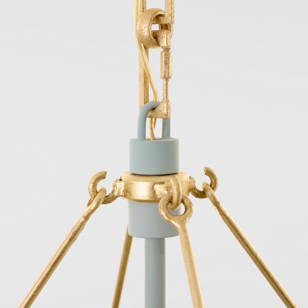 Visual Comfort Caddo Traditional Glass Shade Celadon Blue Steel Lantern|