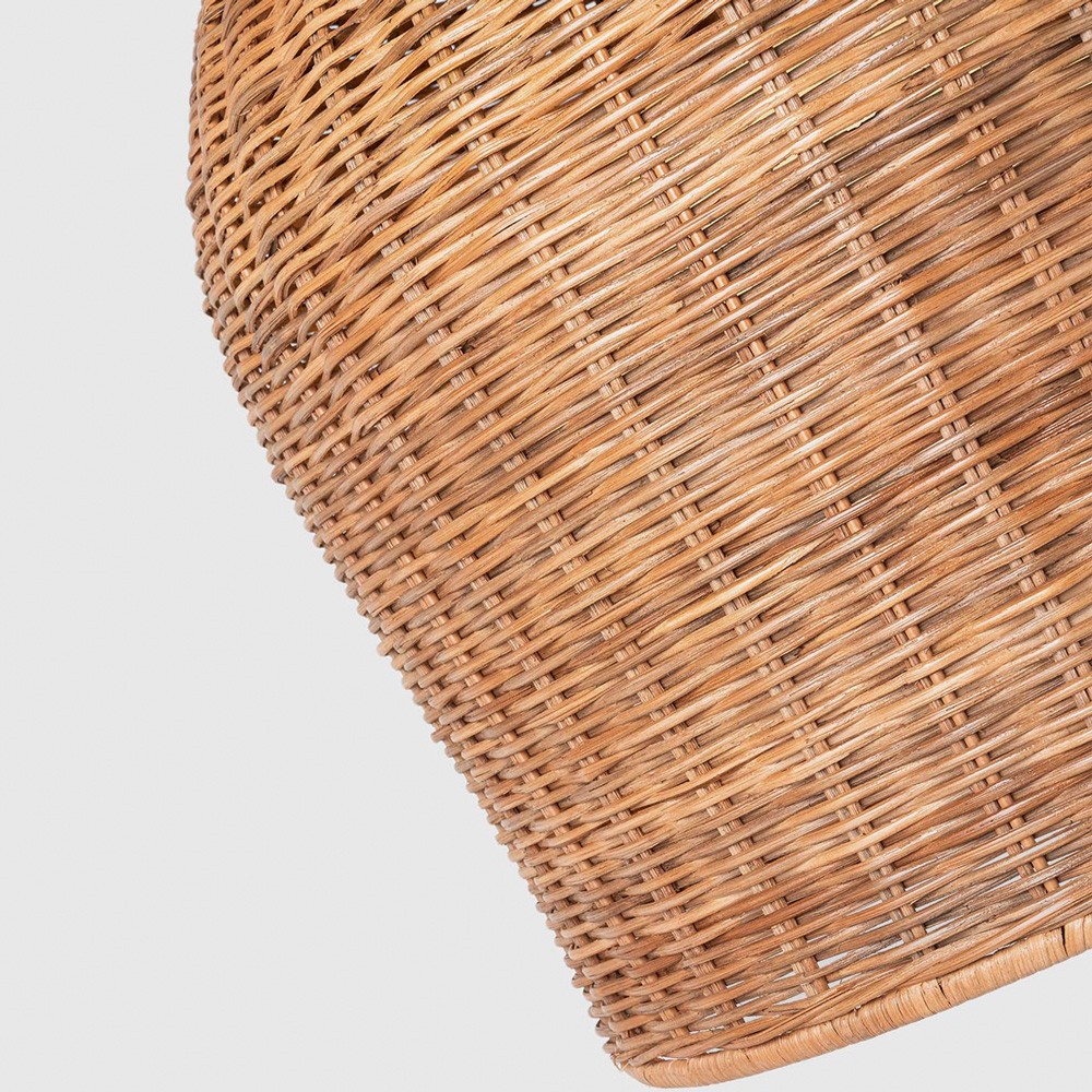 Visual Comfort Nancy Coastal Beach Natural Wicker Soft Brass Hanging Shade - 18"|