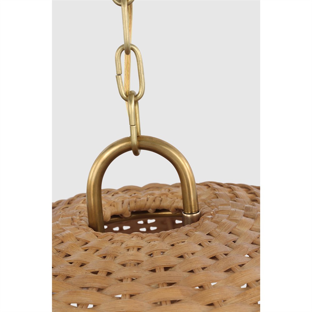 Visual Comfort Whit Traditional Natural Rattan Soft Brass Dome Hanging Shade|