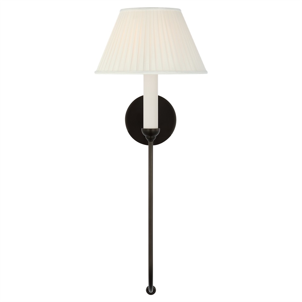 Visual Comfort Ingela White Silk Pleated Modern Iron Single Armed Sconce|