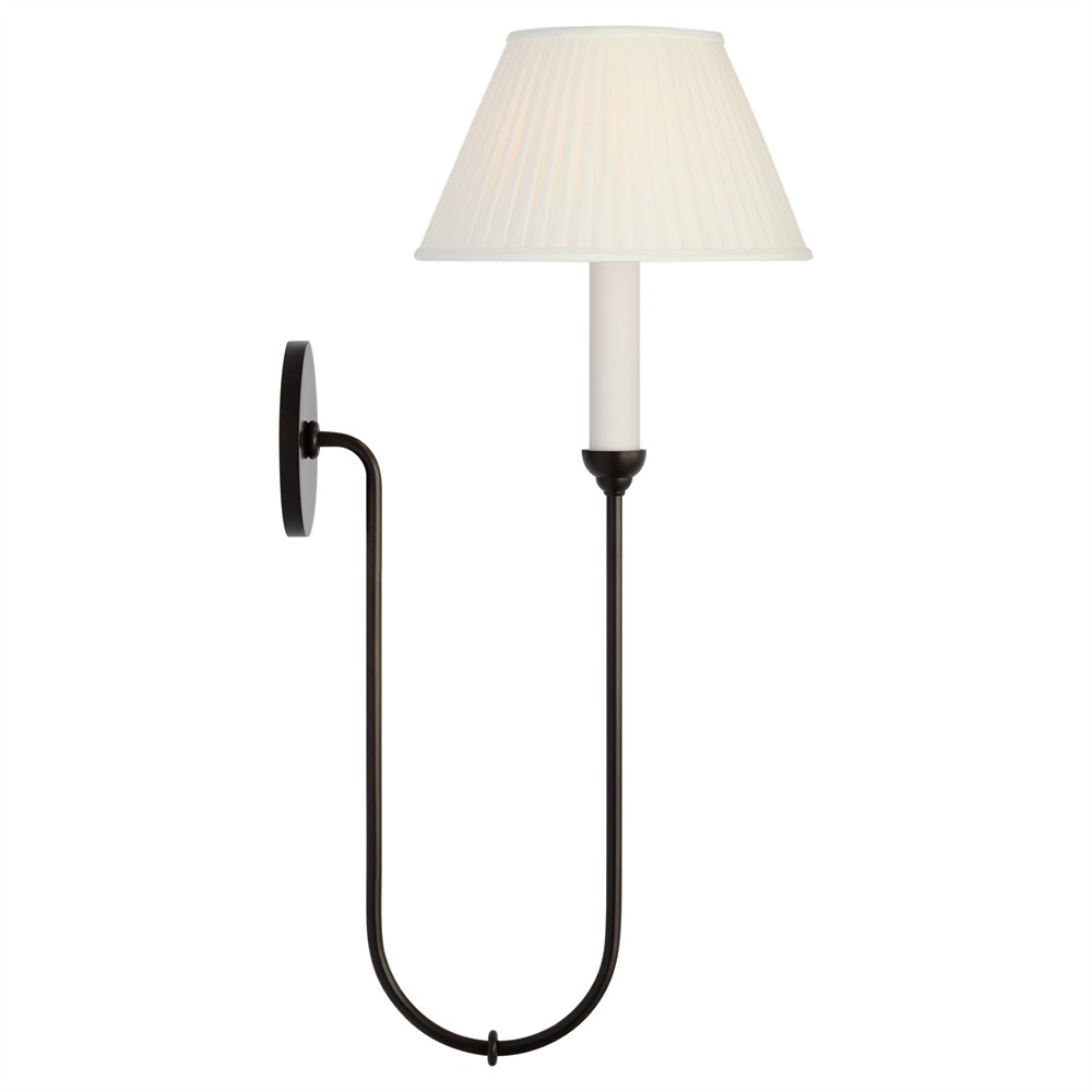 Visual Comfort Ingela White Silk Pleated Modern Iron Single Armed Sconce|