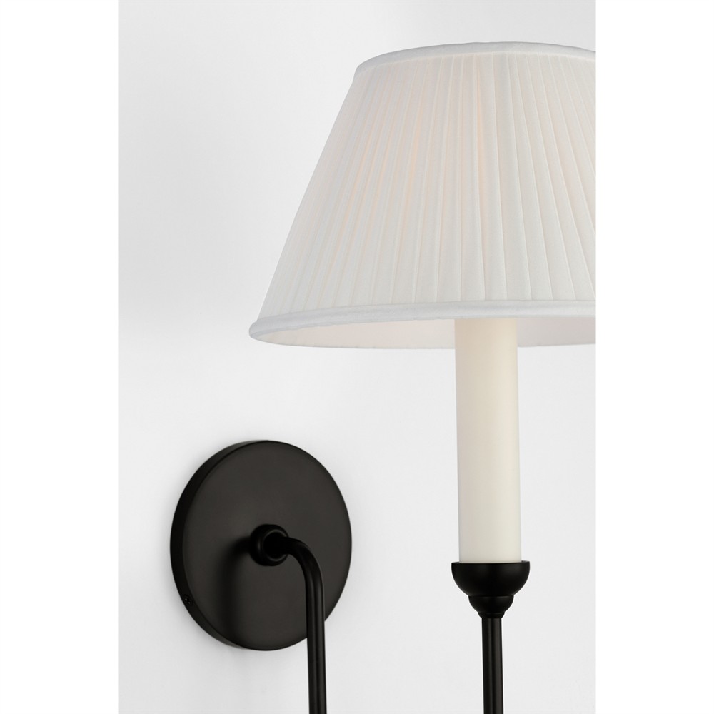 Visual Comfort Ingela White Silk Pleated Modern Iron Single Armed Sconce|