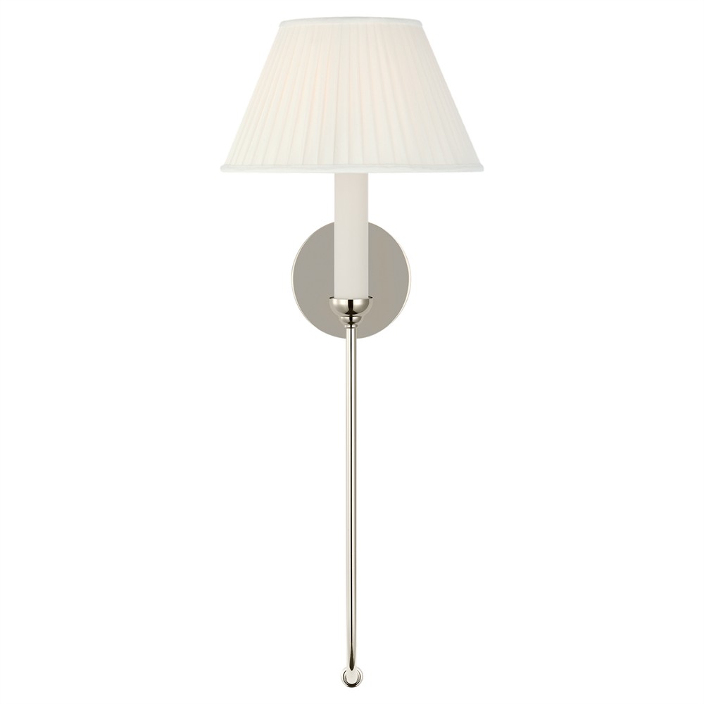 Visual Comfort Ingela White Silk Pleated Polished Nickel Single Armed Sconce|