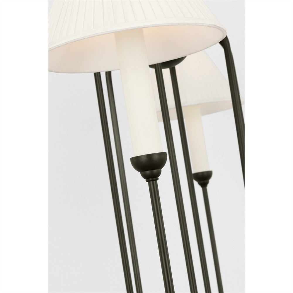 Visual Comfort Ingela White Silk Pleated Modern Iron Shaded Chandelier|