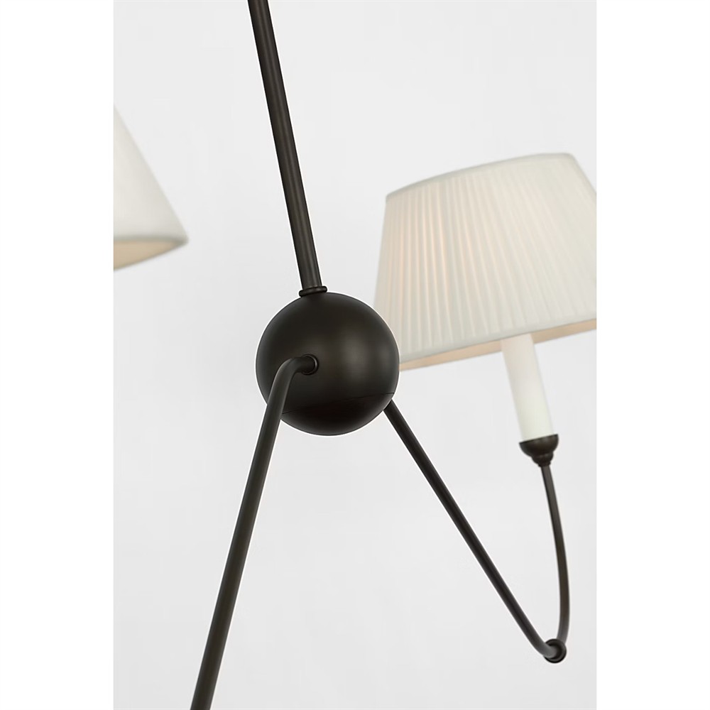 Visual Comfort Ingela White Silk Pleated Modern Iron Shaded Linear Chandelier|