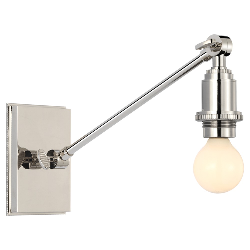 Visual Comfort Wimberley White Silk Pleated Nickel Single Library Wall Light|