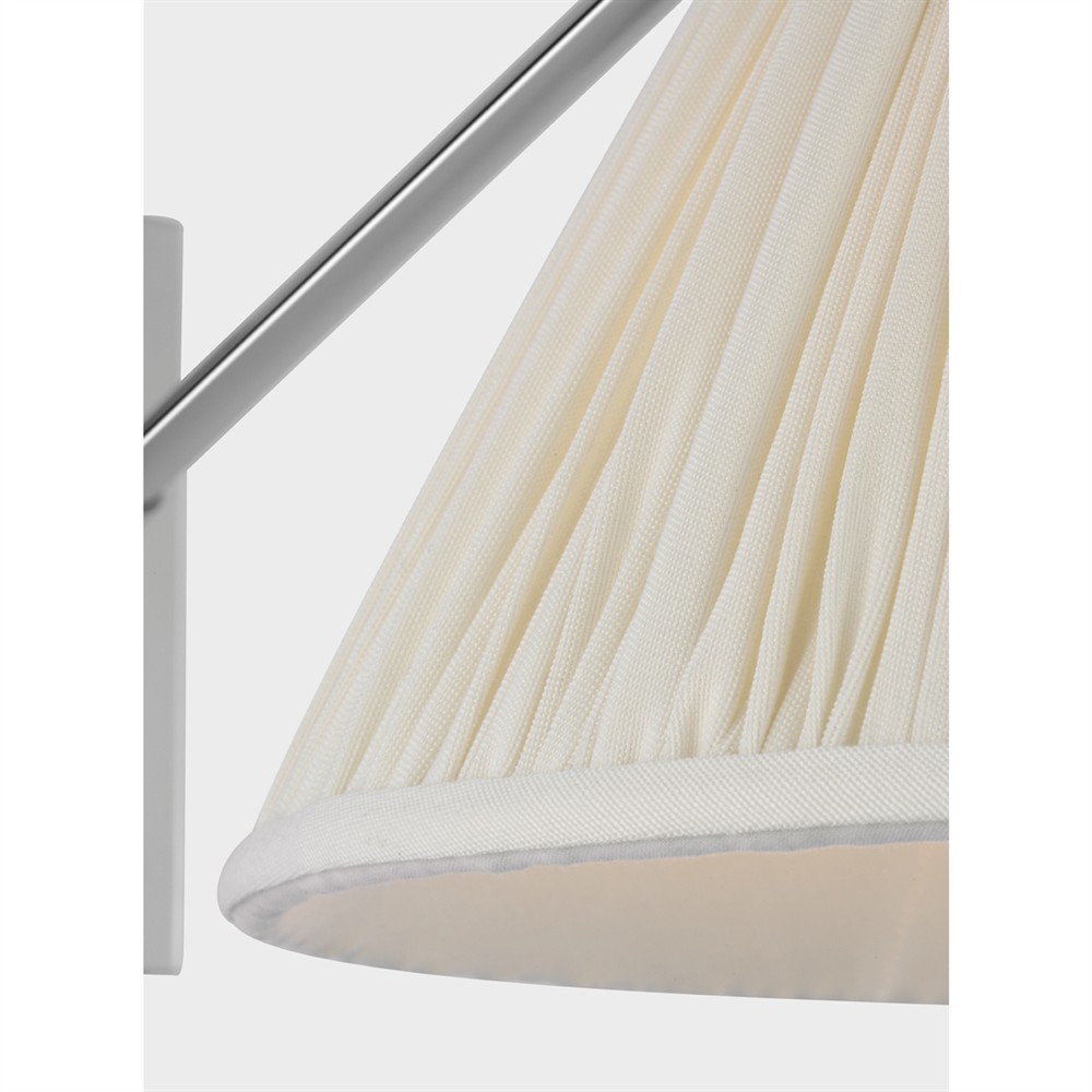Visual Comfort Wimberley White Silk Pleated Nickel Single Library Wall Light|