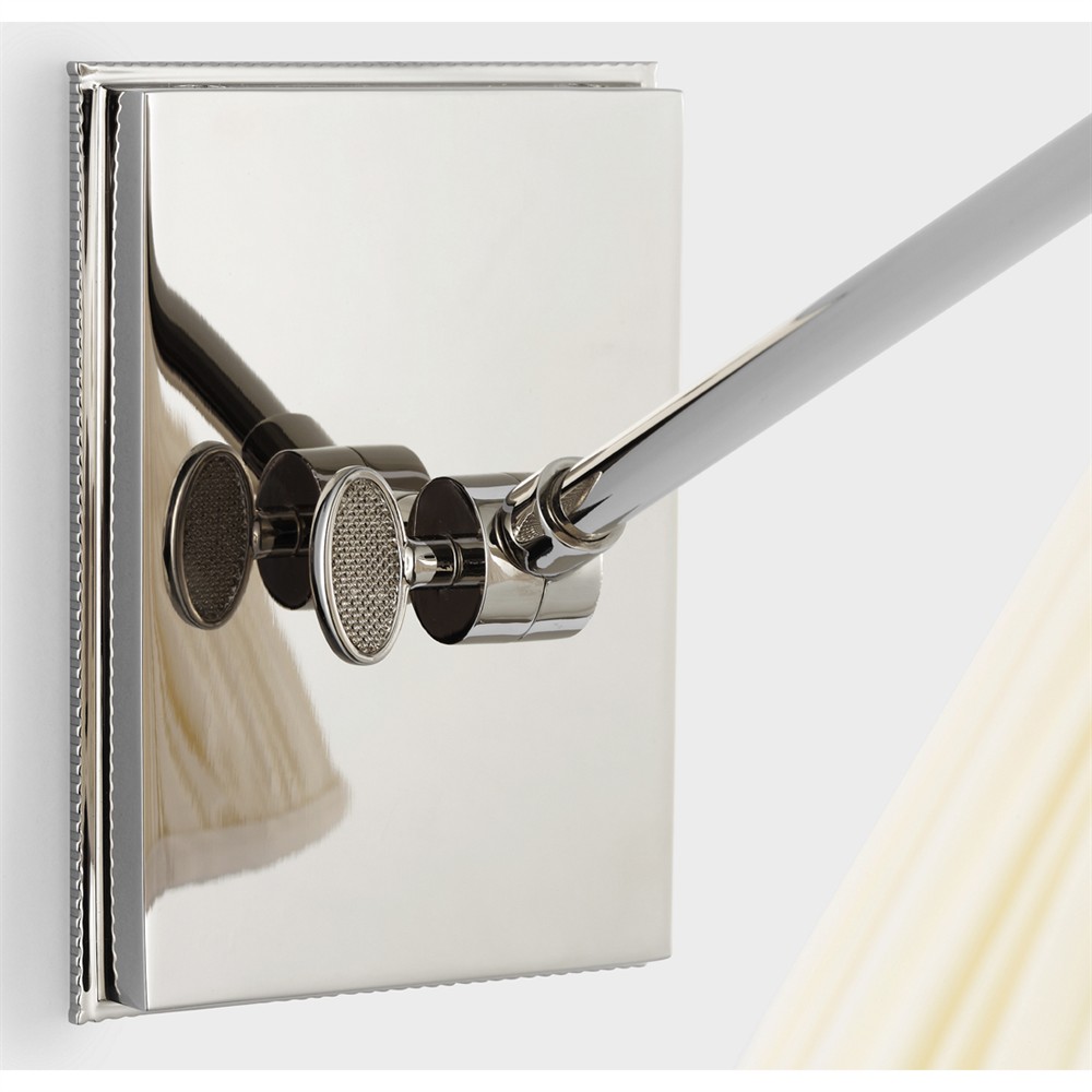 Visual Comfort Wimberley White Silk Pleated Nickel Single Library Wall Light|