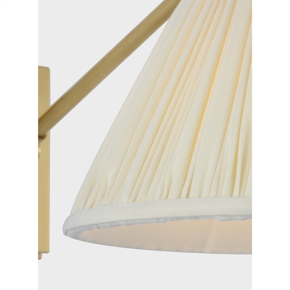 Visual Comfort Wimberley White Silk Pleated Soft Brass Single Library Wall Light|