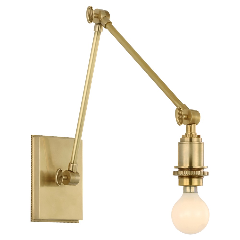 Visual Comfort Wimberley White Silk Pleated Soft Brass Double Library Wall Light|