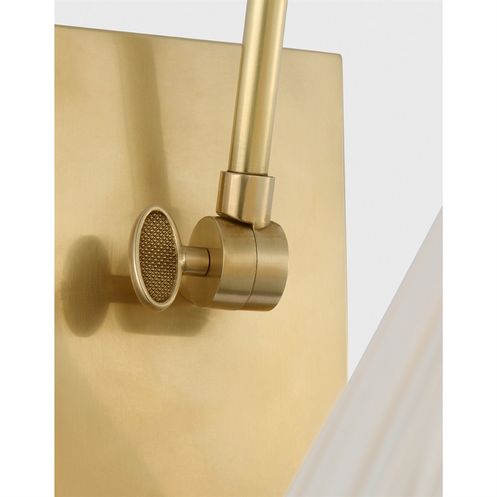 Visual Comfort Wimberley White Silk Pleated Soft Brass Double Library Wall Light|