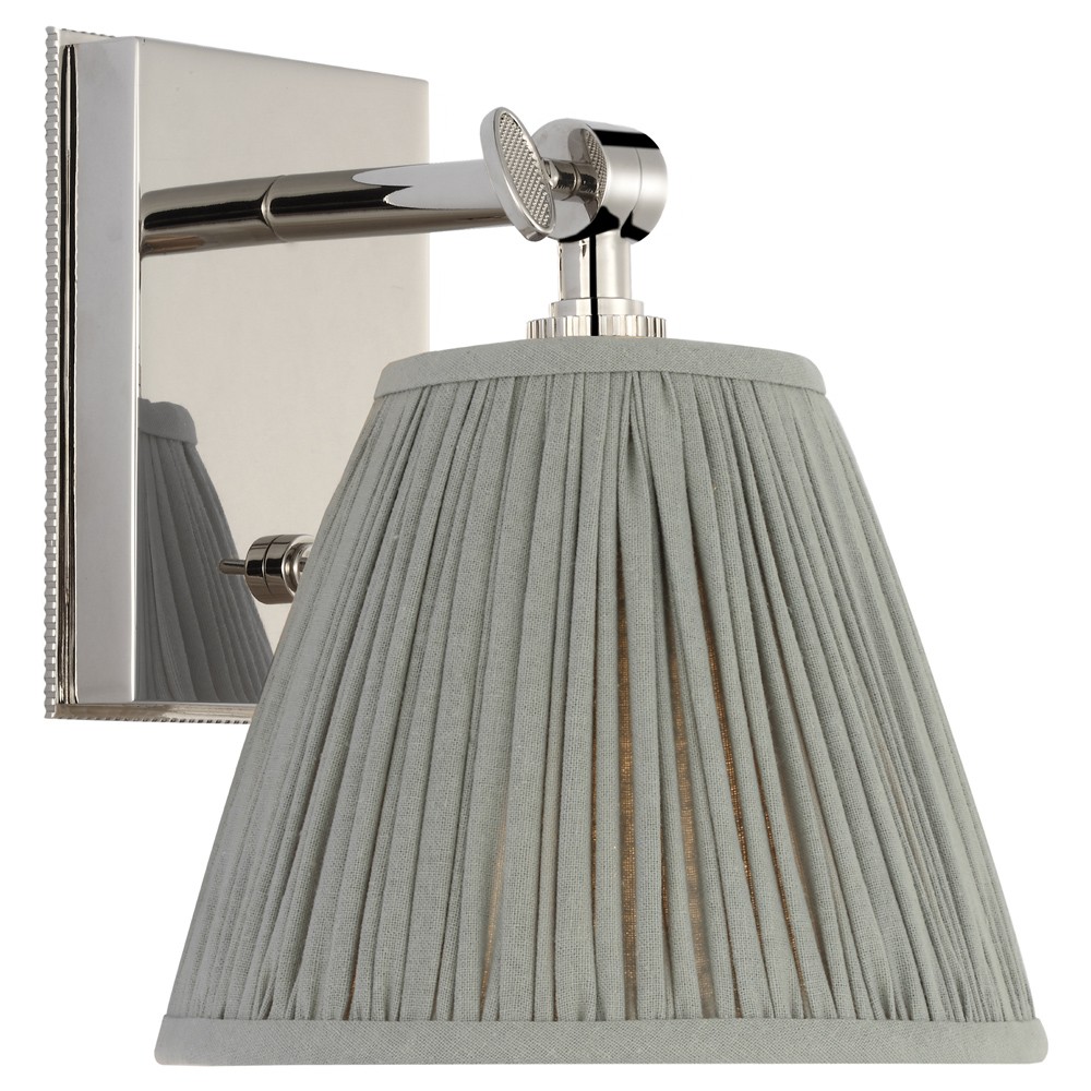 Visual Comfort Wimberley Blue Linen Pleated Polished Nickel Bedside Wall Light|