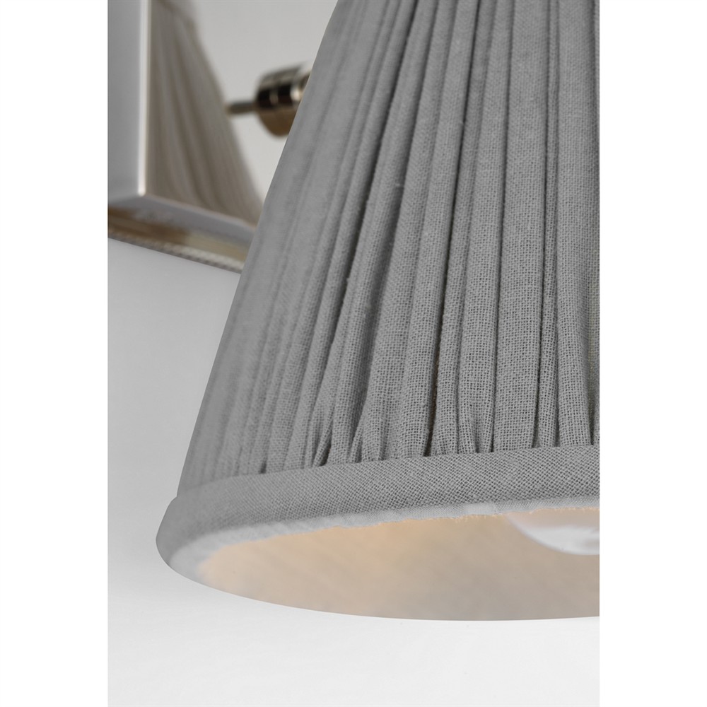 Visual Comfort Wimberley Blue Linen Pleated Polished Nickel Bedside Wall Light|