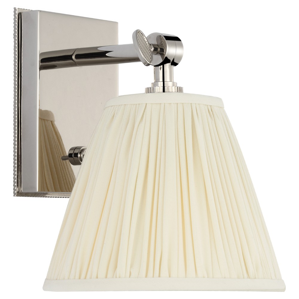 Visual Comfort Wimberley White Silk Pleated Polished Nickel Bedside Wall Light|