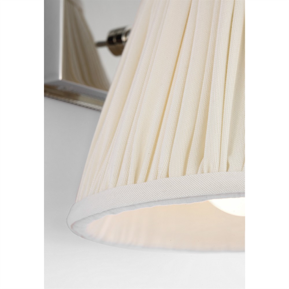 Visual Comfort Wimberley White Silk Pleated Polished Nickel Bedside Wall Light|