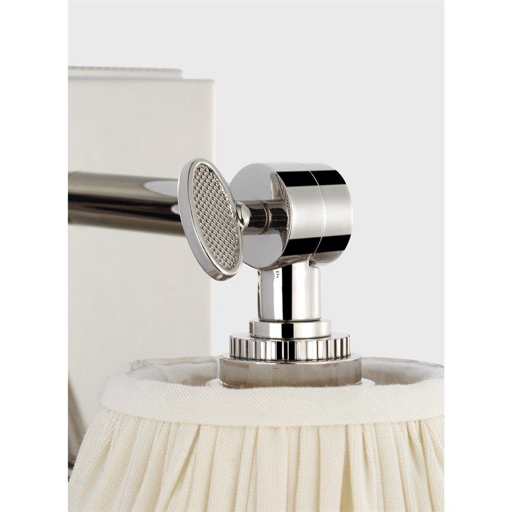 Visual Comfort Wimberley White Silk Pleated Polished Nickel Bedside Wall Light|
