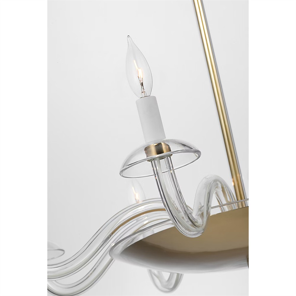 Visual Comfort Brigitte Glass Antique Brass Candle Chandelier - 34"|