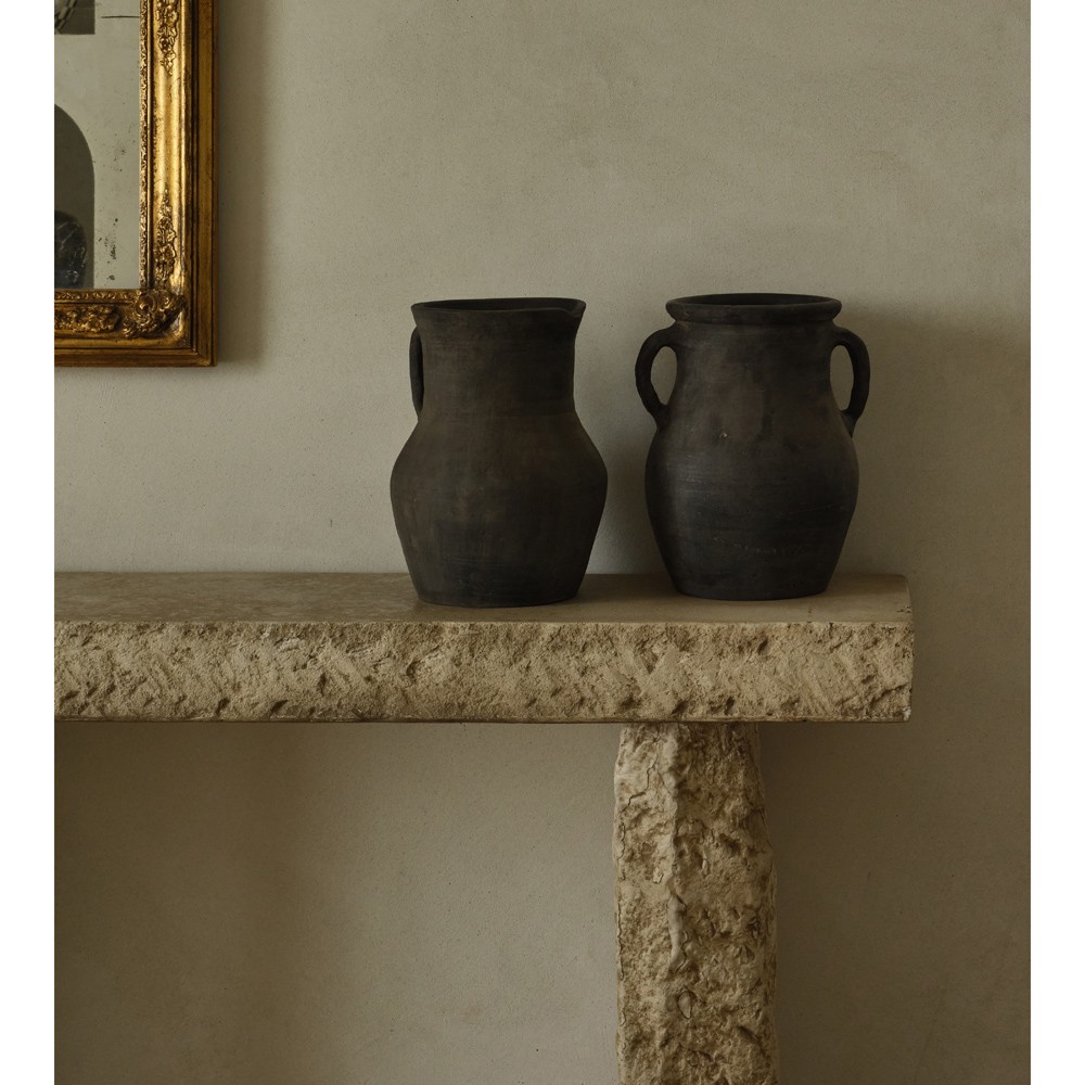 Laguna Traditional Antique Grey Terracotta Two-Handle Vase|