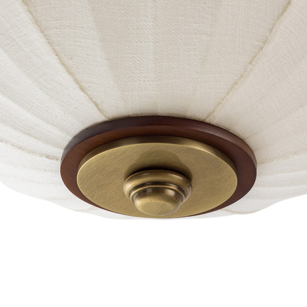 Elio Modern Antique Brass White Linen Globe Pendant - 16"|