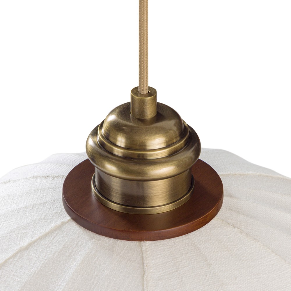 Elio Modern Antique Brass White Linen Globe Pendant - 16"|