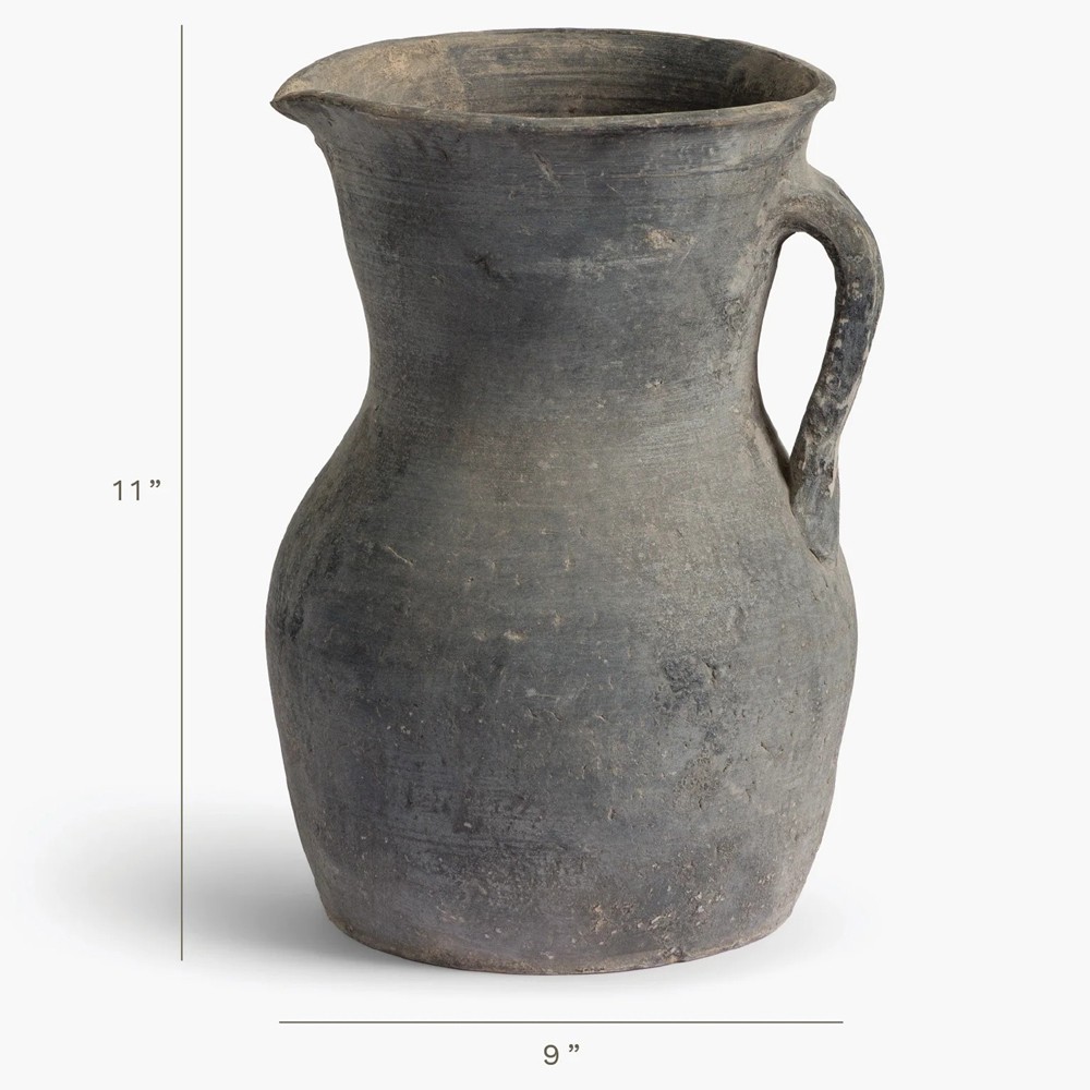 Toscana Traditional Antique Grey Terracotta Pitcher Vase|