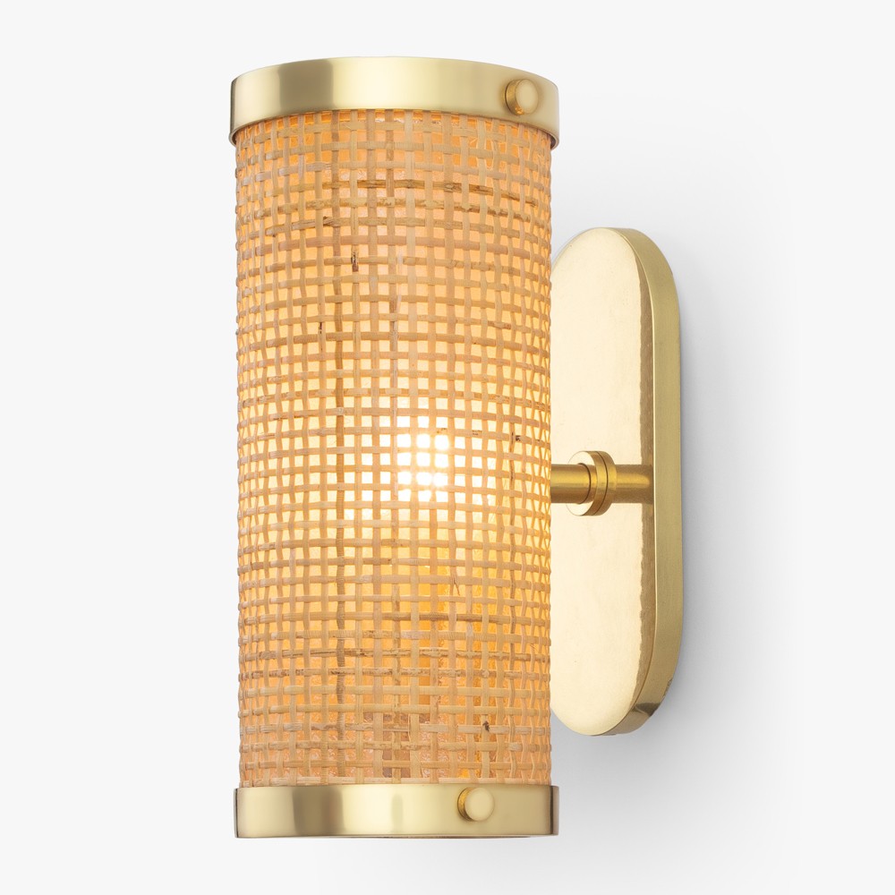 Sorella Coastal Beach Gold Accent Natural Rattan Sconce|