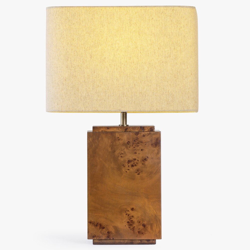 Bennett Modern Classic Dark Brown Burl Wood Table Lamp|