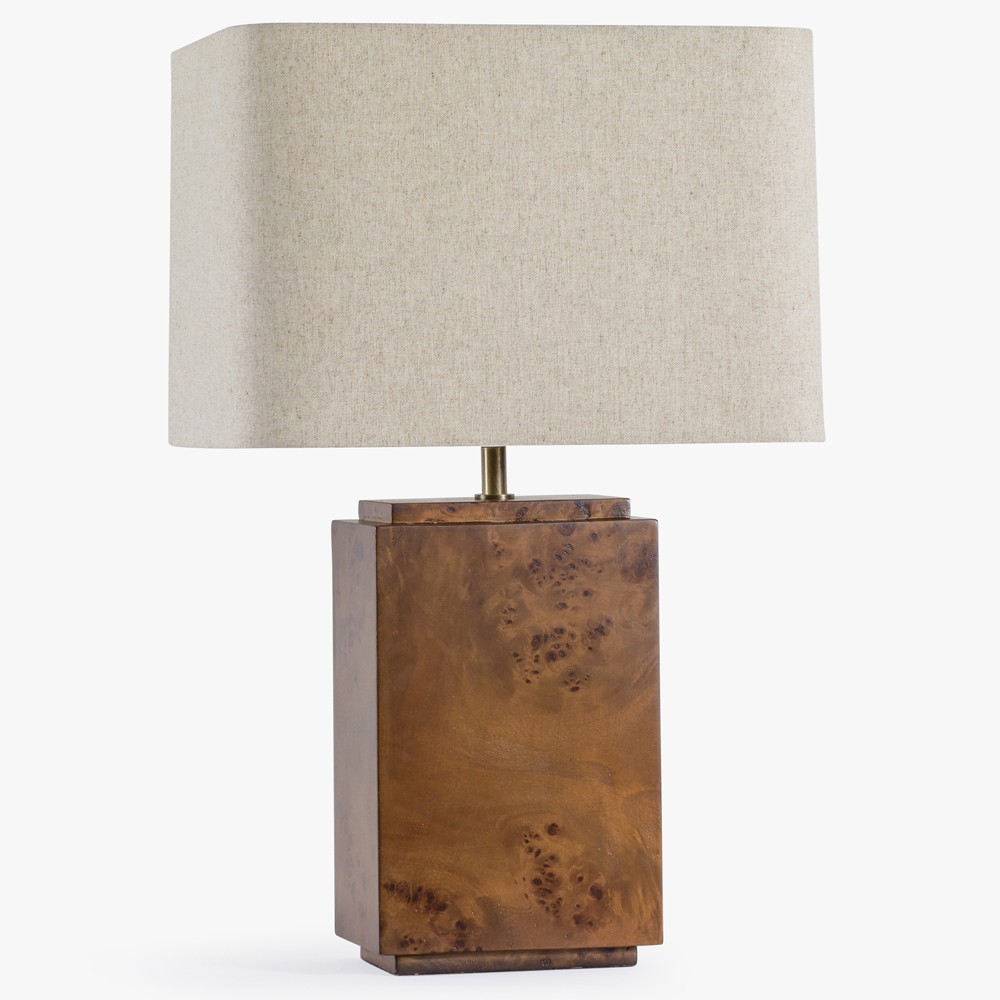 Bennett Modern Classic Dark Brown Burl Wood Table Lamp|