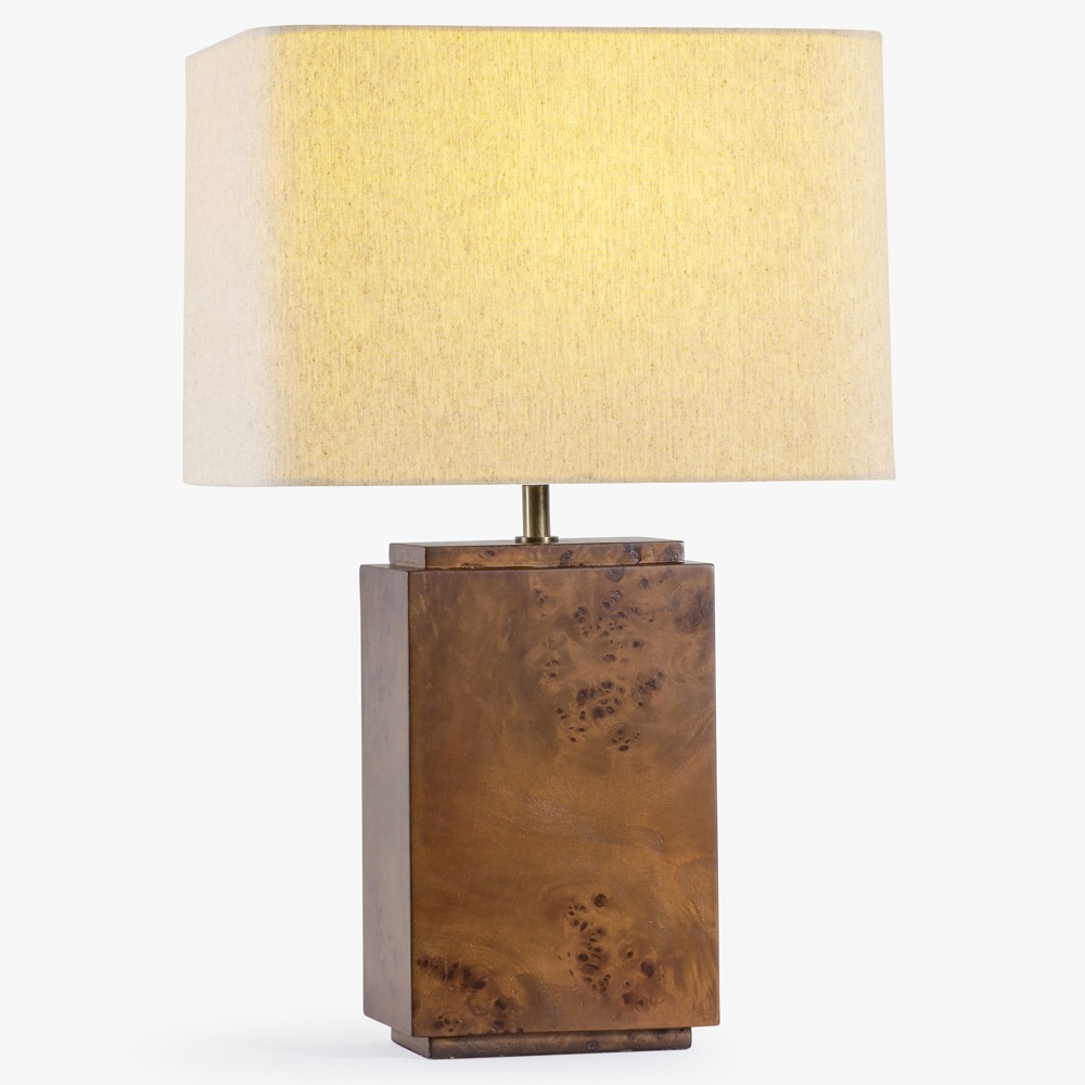 Bennett Modern Classic Dark Brown Burl Wood Table Lamp|