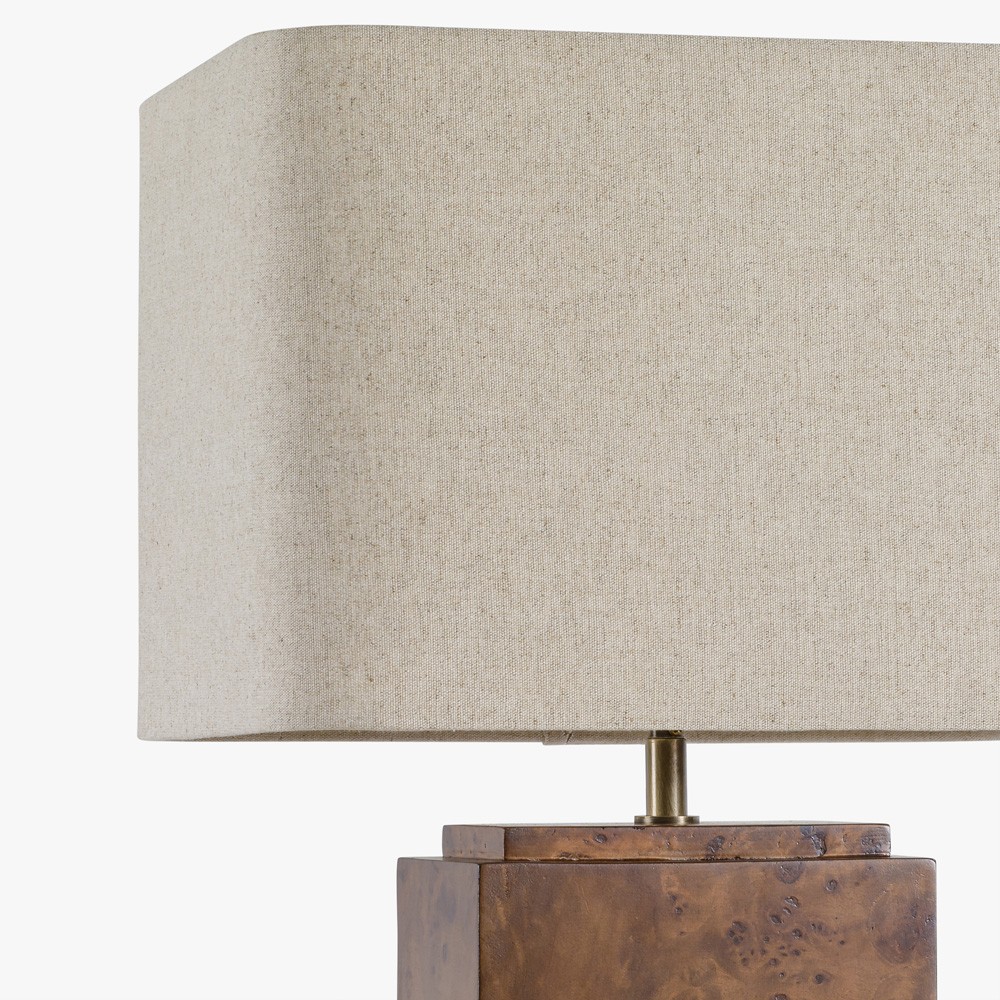Bennett Modern Classic Dark Brown Burl Wood Table Lamp|