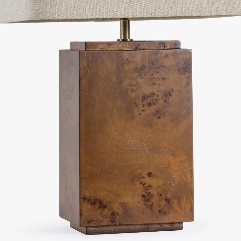 Bennett Modern Classic Dark Brown Burl Wood Table Lamp|