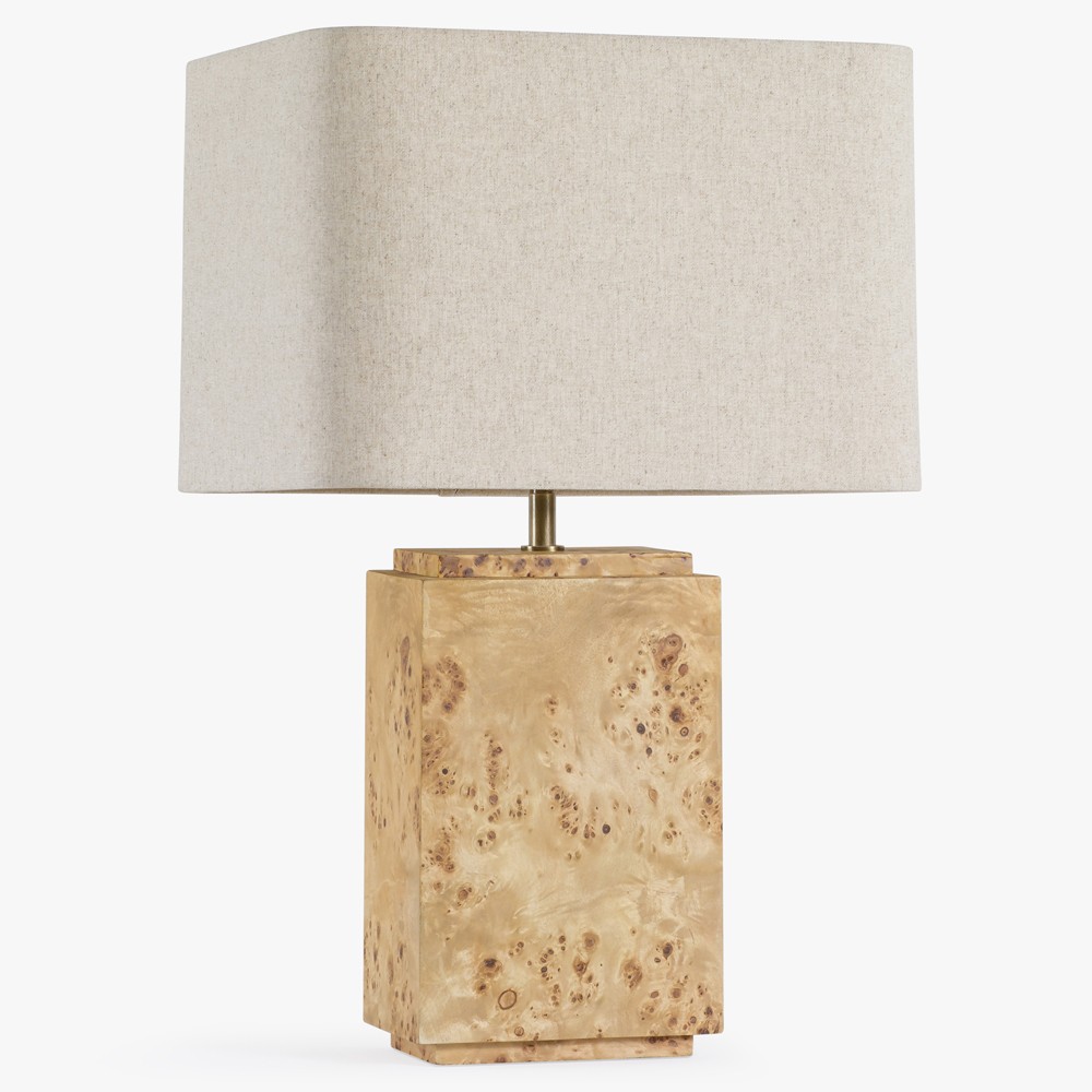 Bennett Modern Classic Light Brown Burl Wood Table Lamp|